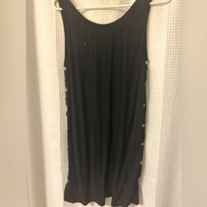 Elegant Large Black Sleeveless Top Dress w Buttons